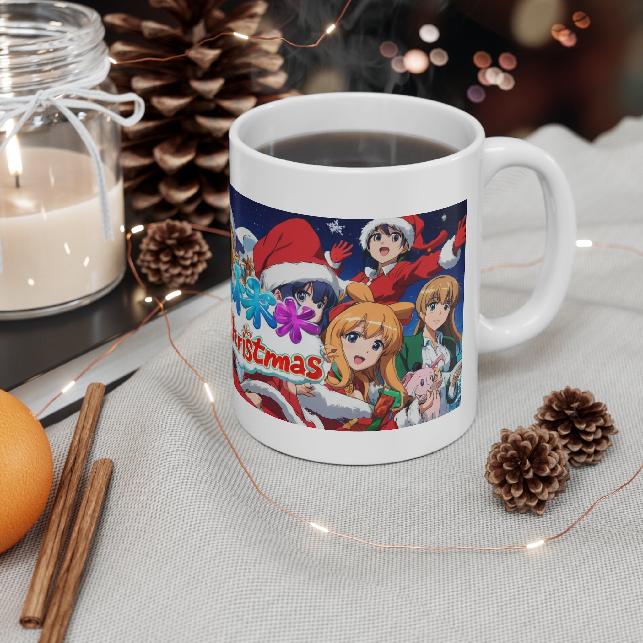 Christmas Anime with friends - Ceramic Coffee Cups, 11oz, 15oz