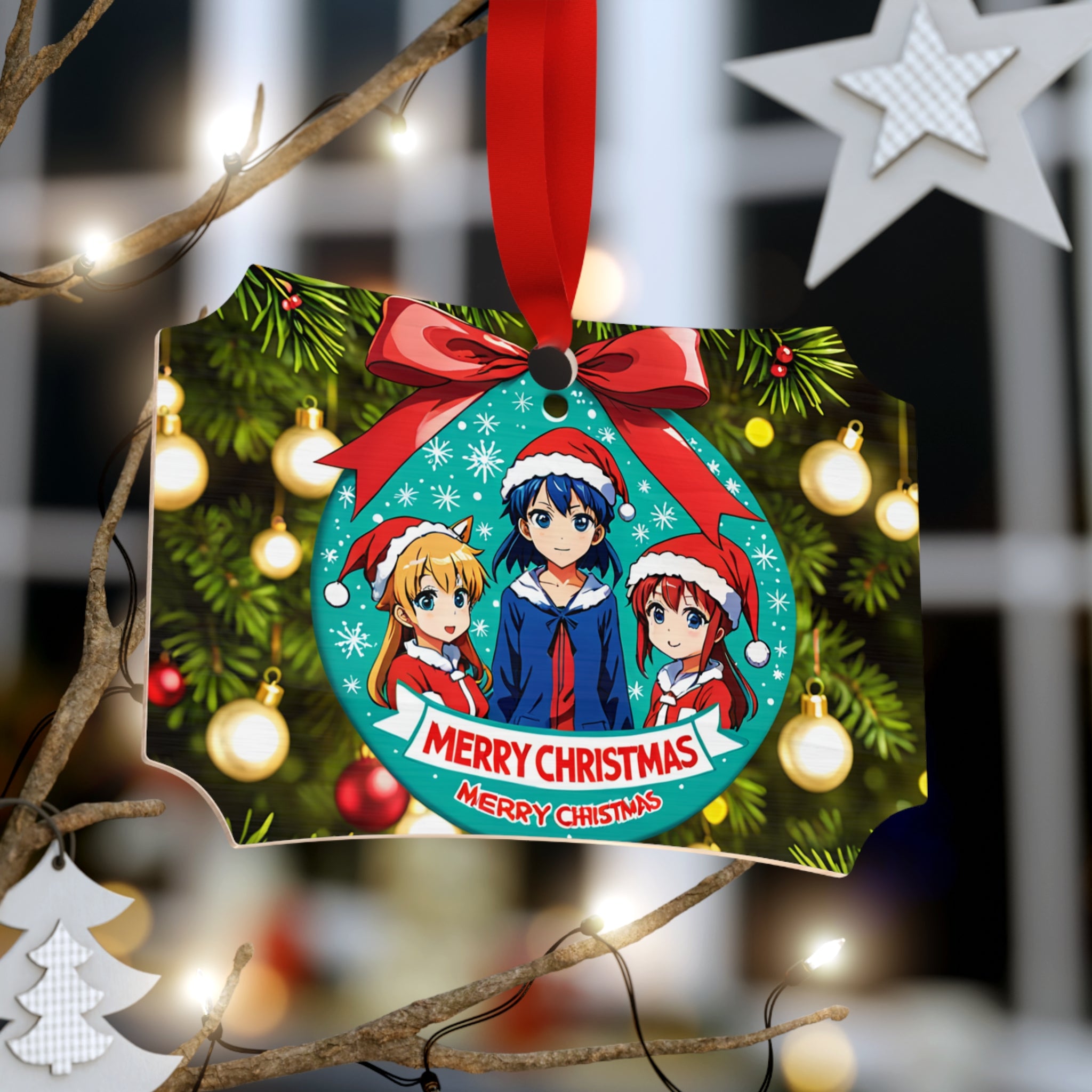 Christmas Anime  Friends - Plywood Ornaments