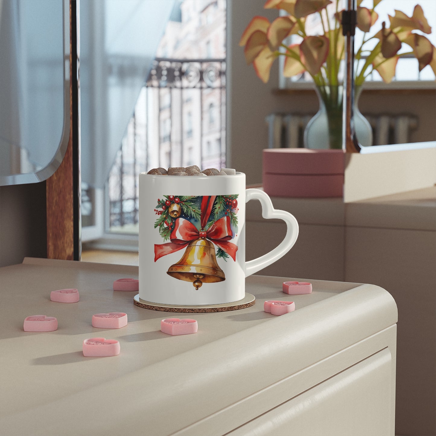 Christmas Bell - Heart-Shaped Mug